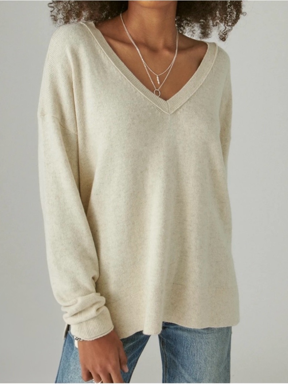 Lucky Brand Cream Pullover Sweater Size XL